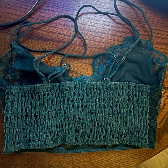 Free People  Hunter green velvet Adella bralette top and matching underwear - Picture 4 of 5